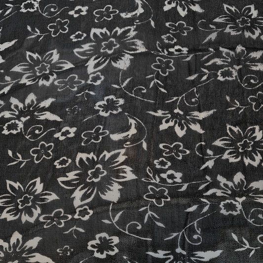 Black Floral Chiffon Sheer Material Dress Craft Decor Fabric 44" By The Meter