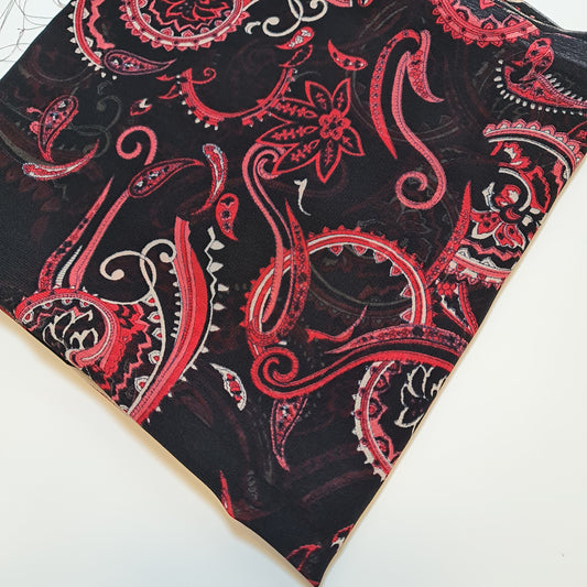 Black Paisley Chiffon Sheer Material Dress Craft Decor Fabric 44" By The Meter