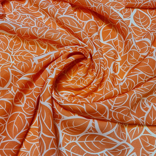 Peach Leaf Crepe Chiffon Floral Sheer Autumn Dress Drape Craft Fabric 58" By the Meter