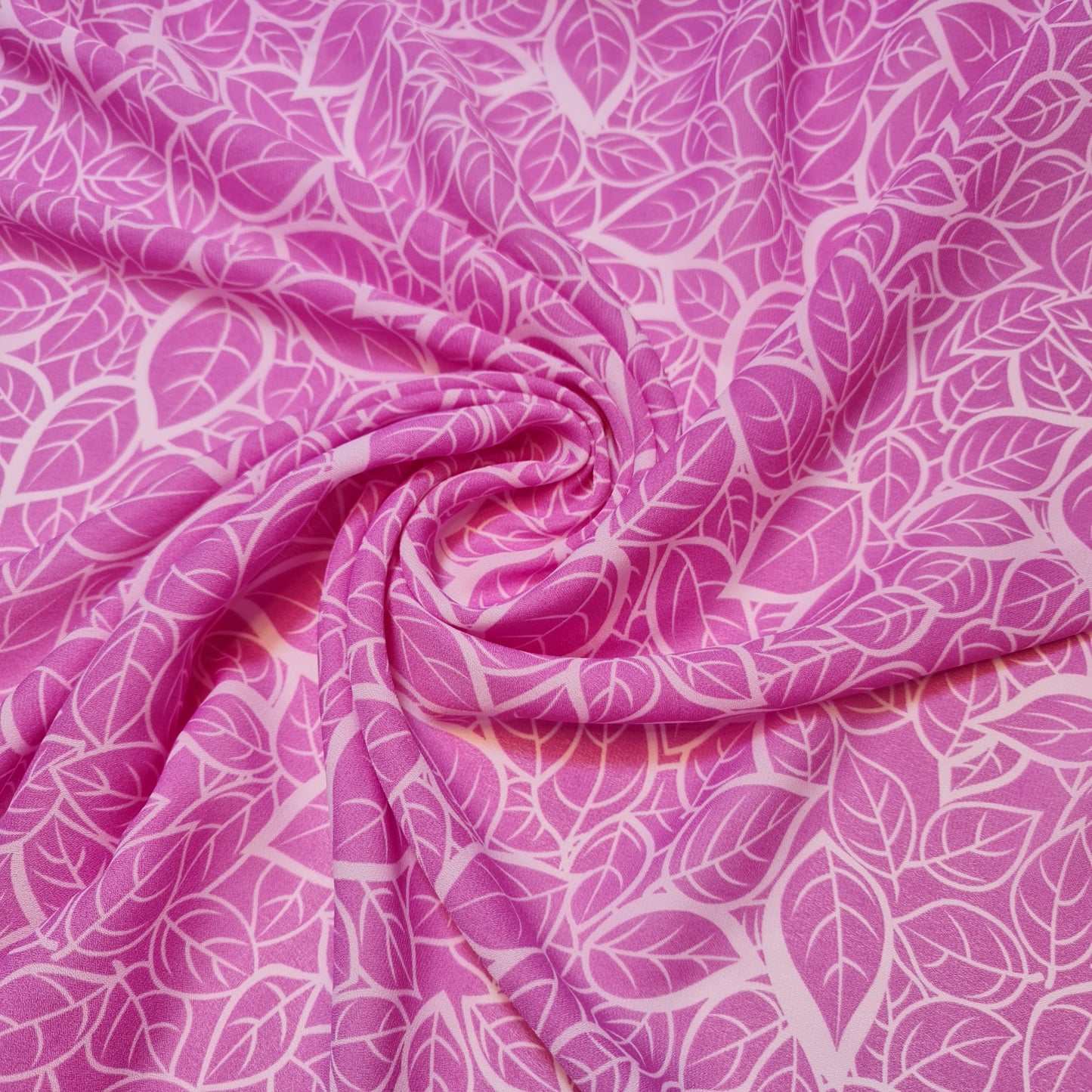 Pink Leaf Crepe Chiffon Floral Sheer Autumn Dress Drape Craft Fabric 58" By the Meter