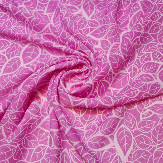 Pink Leaf Crepe Chiffon Floral Sheer Autumn Dress Drape Craft Fabric 58" By the Meter