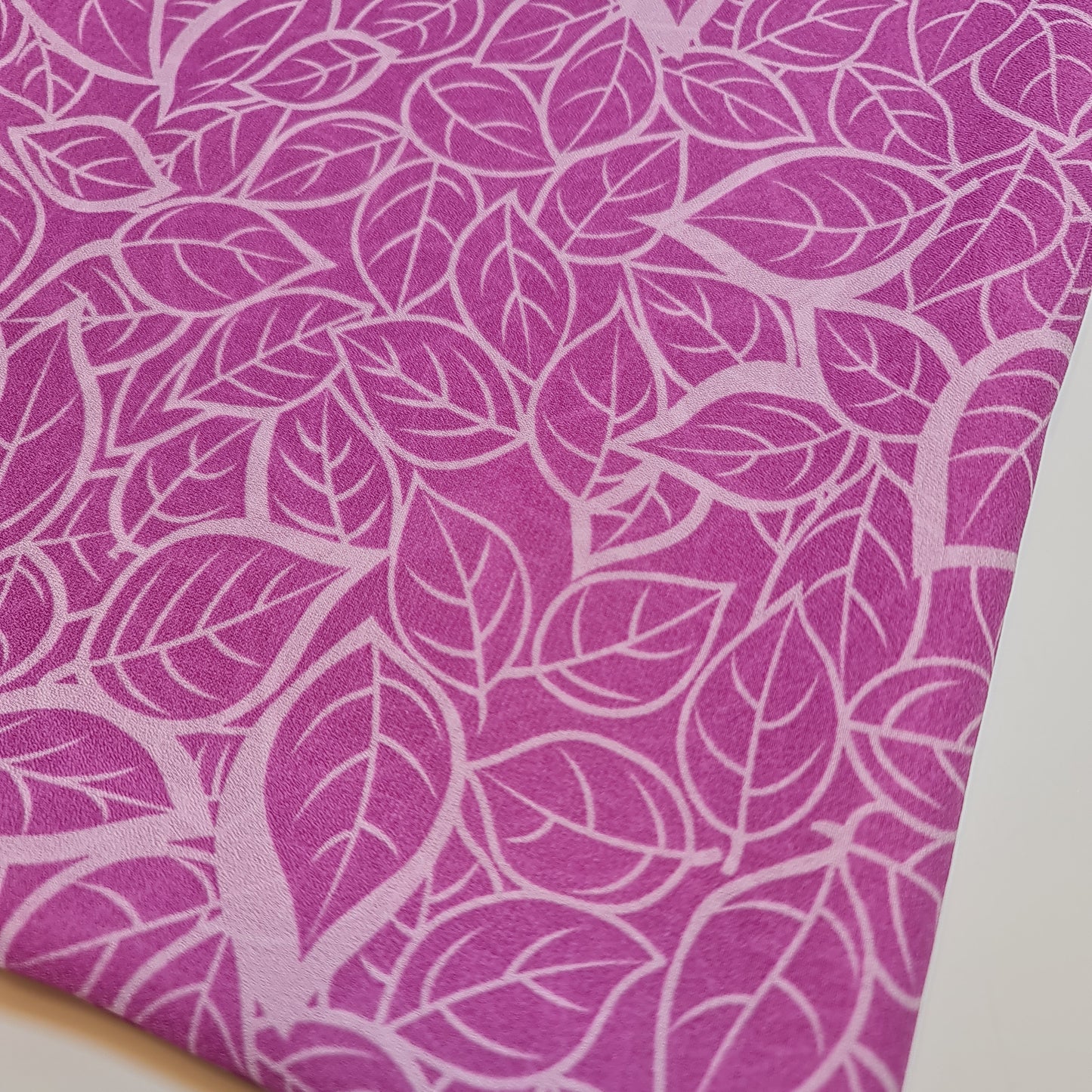 Pink Leaf Crepe Chiffon Floral Sheer Autumn Dress Drape Craft Fabric 58" By the Meter