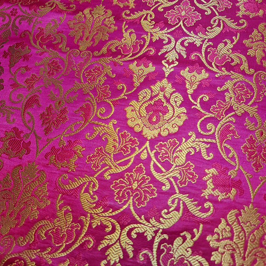 Ornamentaler Paisley Gold Metallic Druck Indischer Banarasi Brokat Stoff Meterware