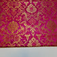 Hot Pink Banarasi Brocade Fabric with Gold Zari Floral Design | Premium Indian Jacquard Material By Meter 44"