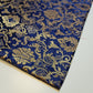 Navy Blue Banarasi Brocade Fabric with Gold Zari Floral Design | Premium Indian Jacquard Material By Meter 44"