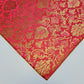 Coral Banarasi Brocade Fabric with Gold Zari Floral Design | Premium Indian Jacquard Material By Meter 44"