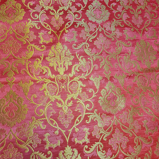 Ornamentaler Paisley Gold Metallic Druck Indischer Banarasi Brokat Stoff Meterware
