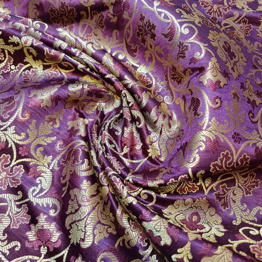 Ornamentaler Paisley Gold Metallic Druck Indischer Banarasi Brokat Stoff Meterware