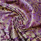 Plum Banarasi Brocade Fabric with Gold Zari Floral Design | Premium Indian Jacquard Material By Meter 44"