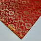 Red Banarasi Brocade Fabric with Gold Zari Floral Design | Premium Indian Jacquard Material By Meter 44"