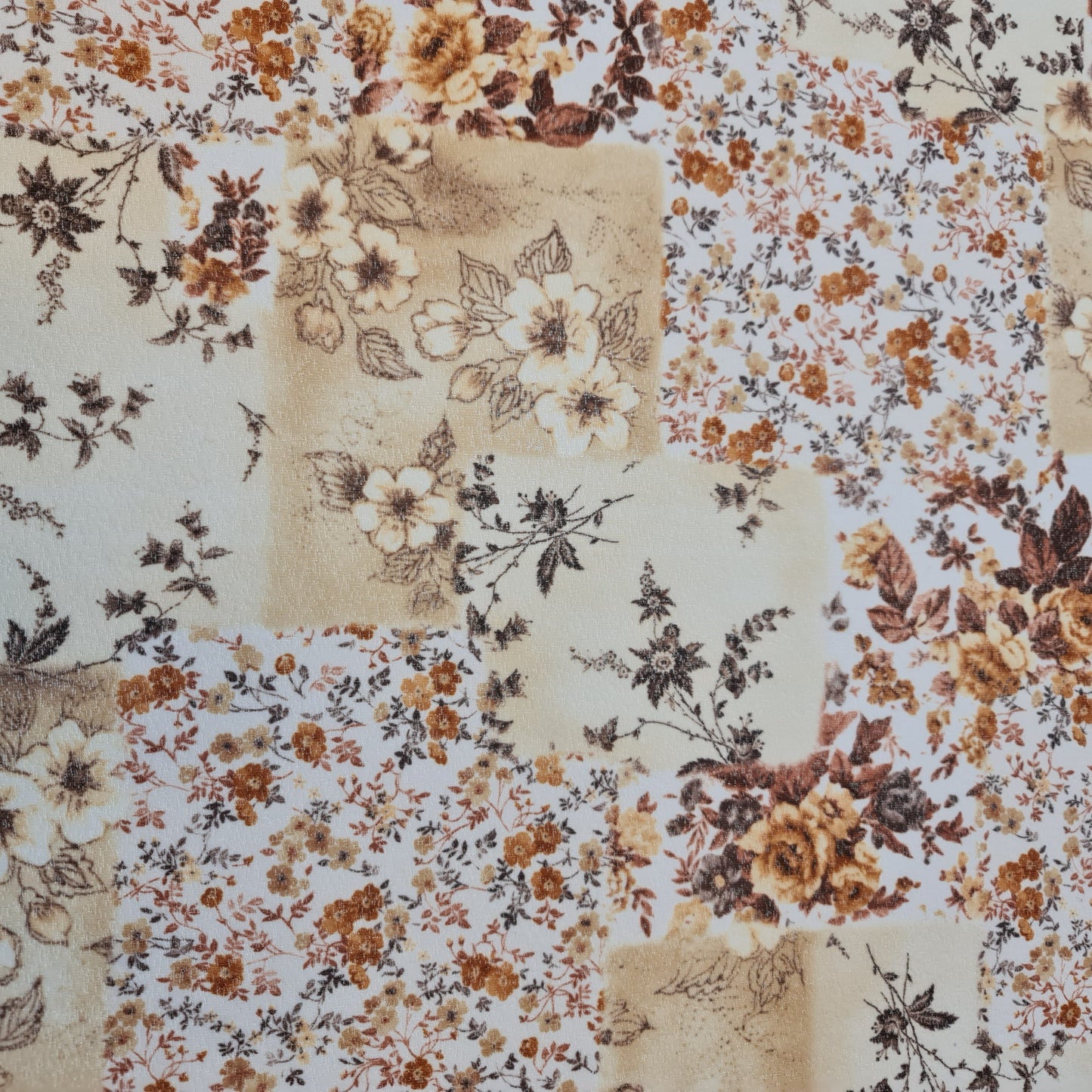 Beige Floral Crepe Mesh Fabric Sheer Dress  Costume Craft Material 58" By the Meter