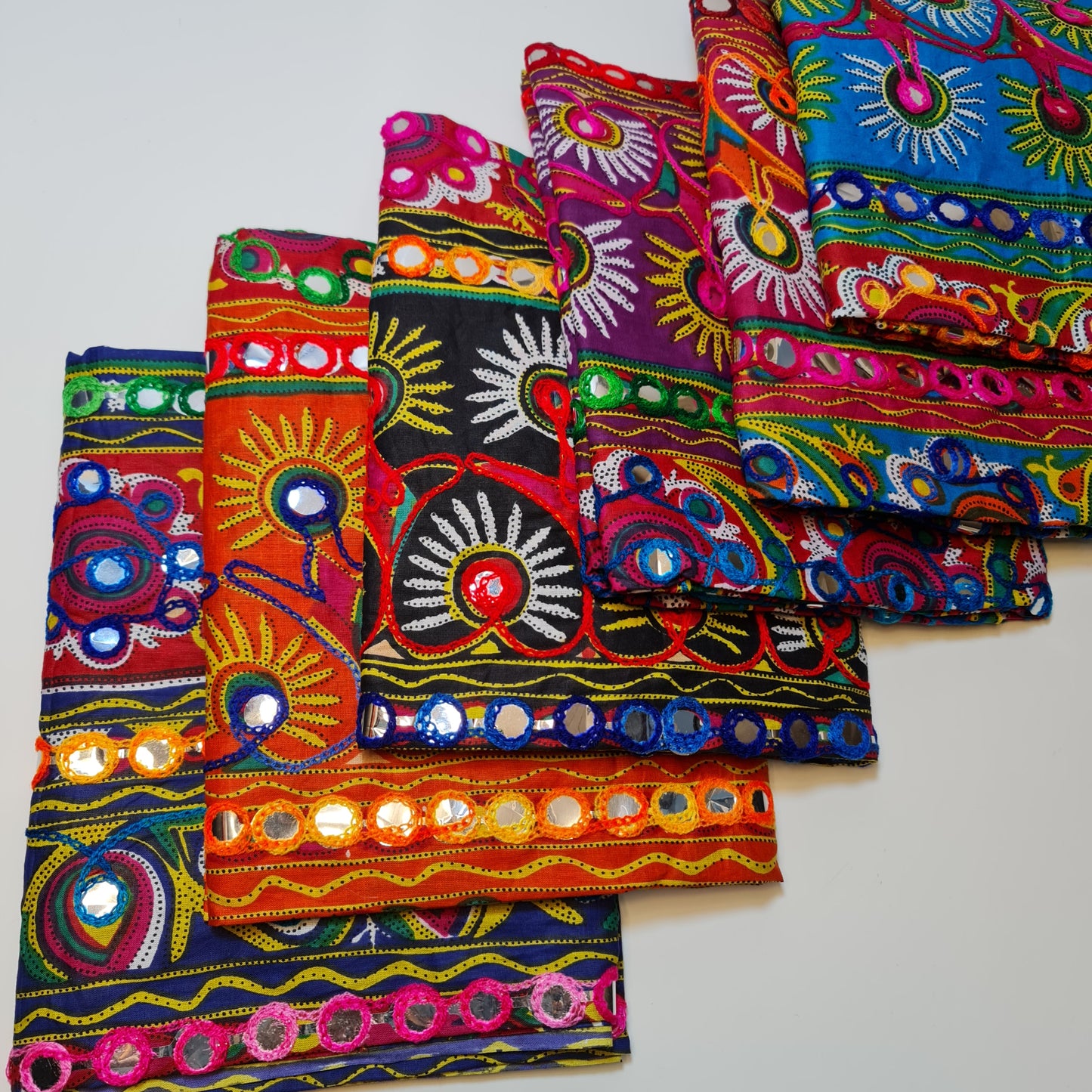 Viskose-Stoff mit indischem Boho-Druck, 6 Stück, Bündel, Fat Quarters, 50 x 50 cm, Quilting-Patchwork-Material