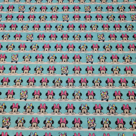 Peeking Minnie 100% Cotton Fabric Poplin Material Dress Craft Costume Quilting Fabric 58" By Meter