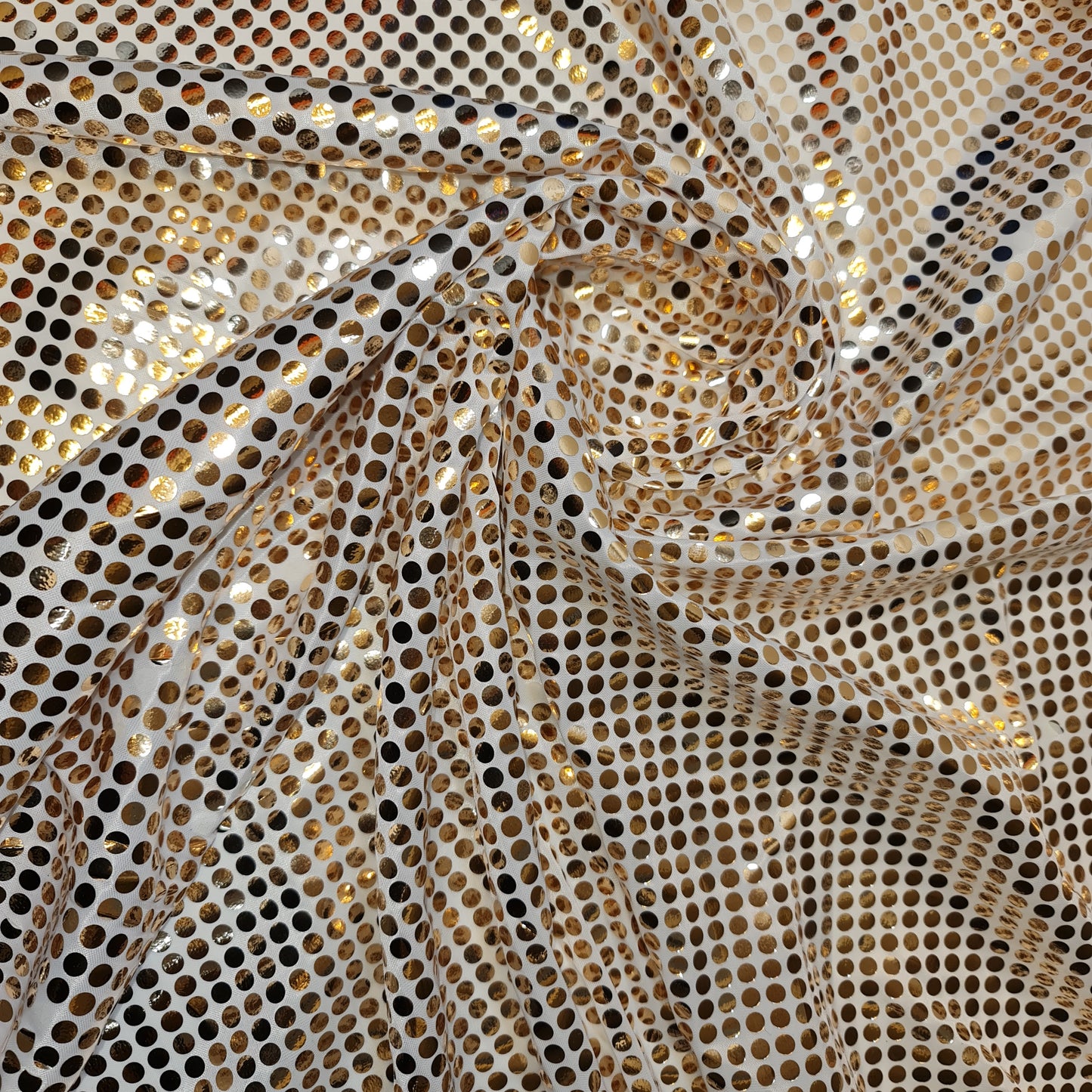 White Satin Gold Hologram Sequin Craft Dress Craft Drape Décor Fabric 44" Meter