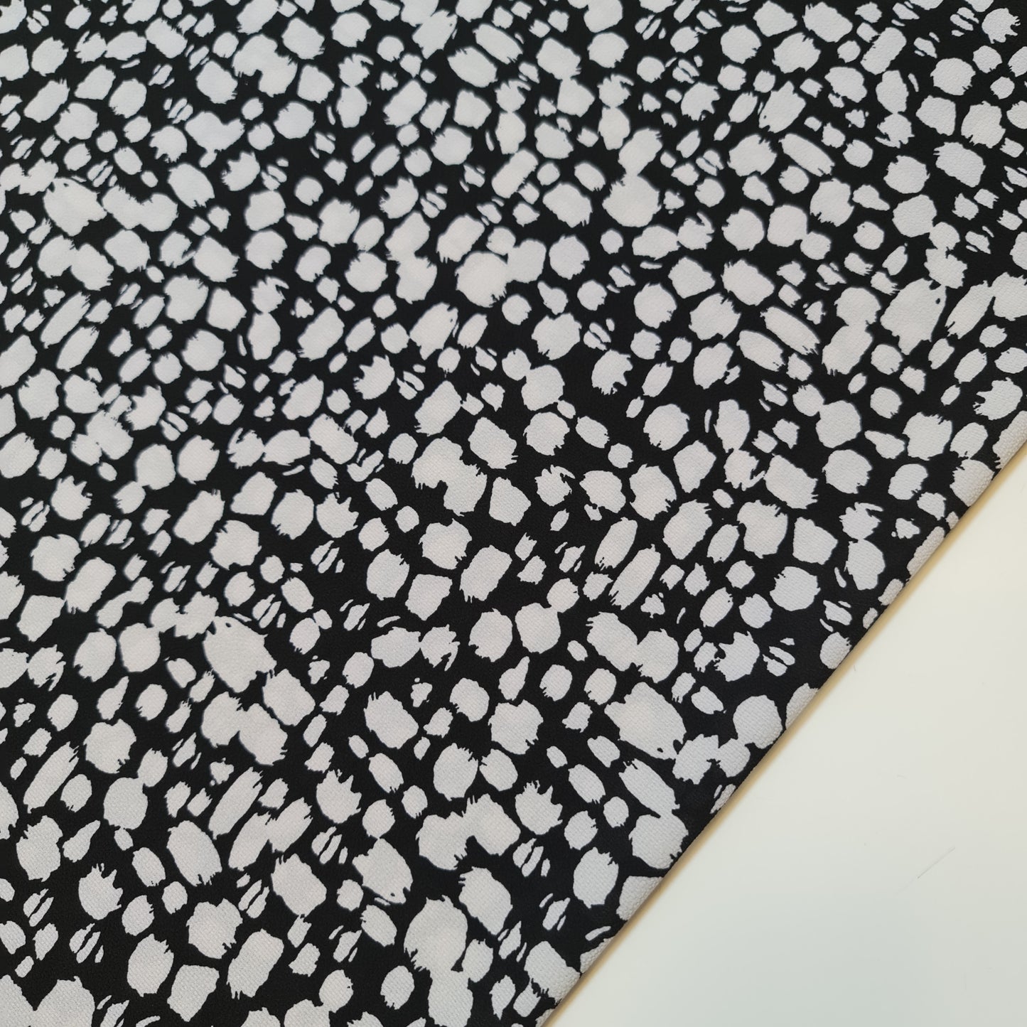 Black / White Crepe Material Small Pebble Spot Soft Dress Fabric 58" By the Meter