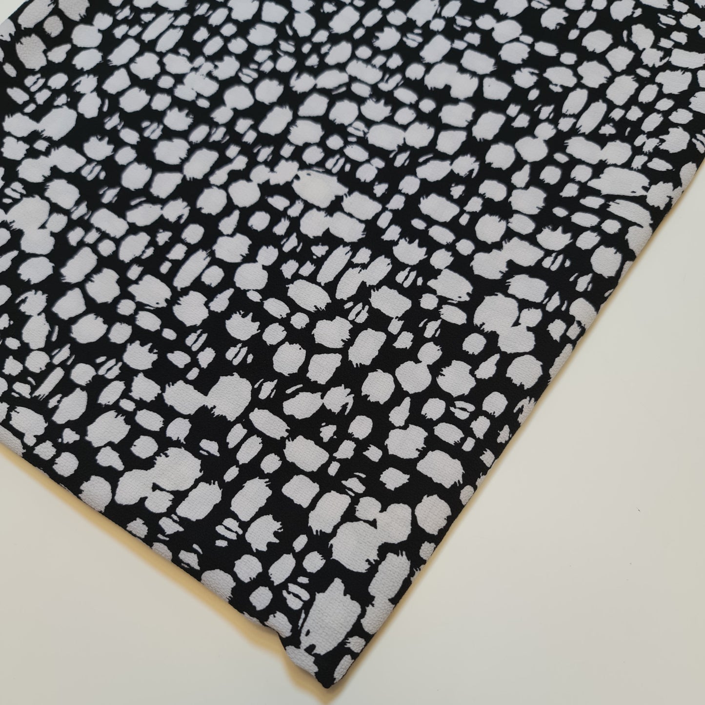 Black / White Crepe Material Small Pebble Spot Soft Dress Fabric 58" By the Meter