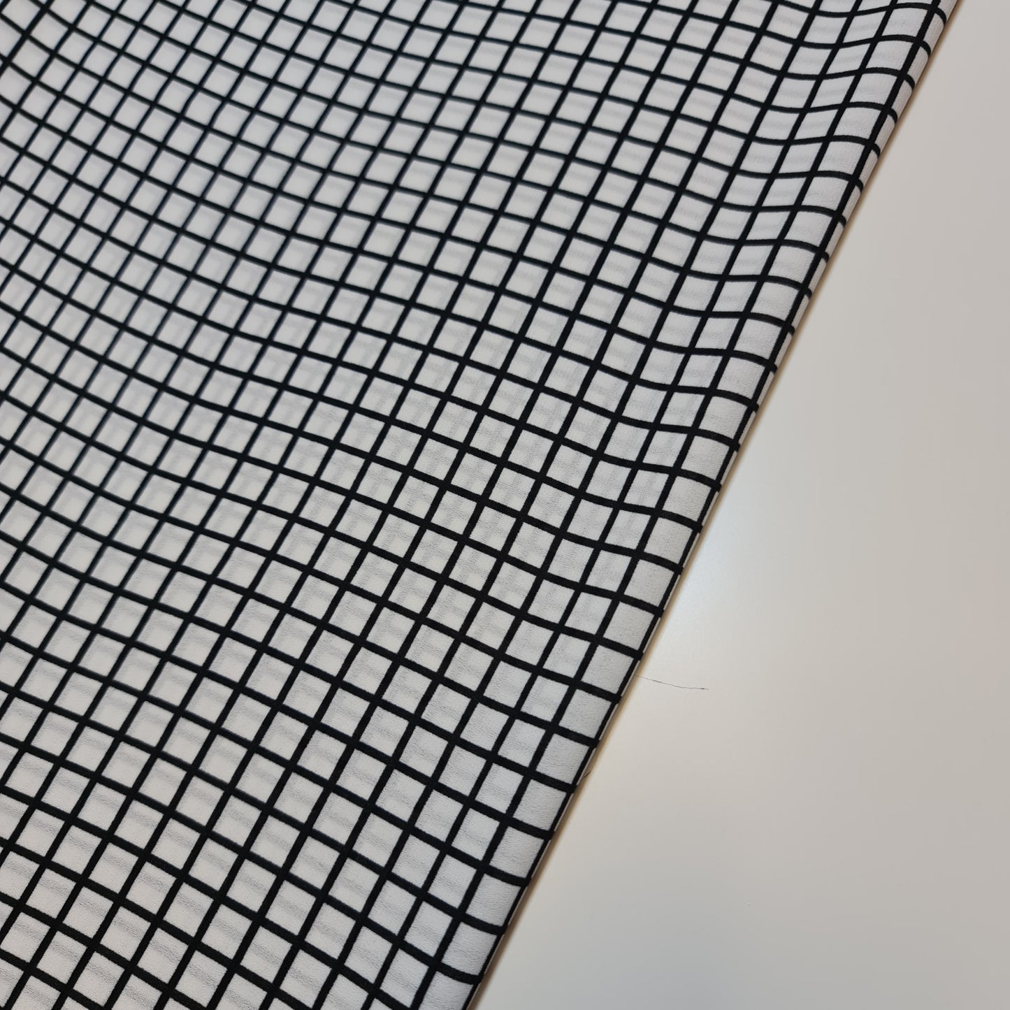 White Crepe Checks Grid Dress Drape Craft Fabric 58" By The Meter