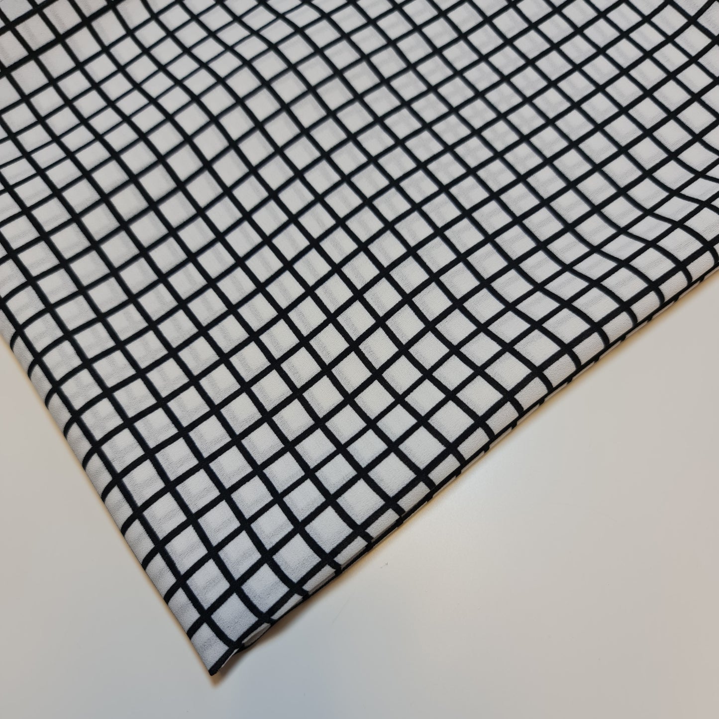 White Crepe Checks Grid Dress Drape Craft Fabric 58" By The Meter