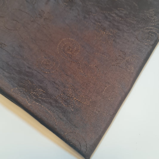 Brown Embroidery Faux Silk Taffeta Dress Craft Cushion Curtain Fabric 58" By The Meter