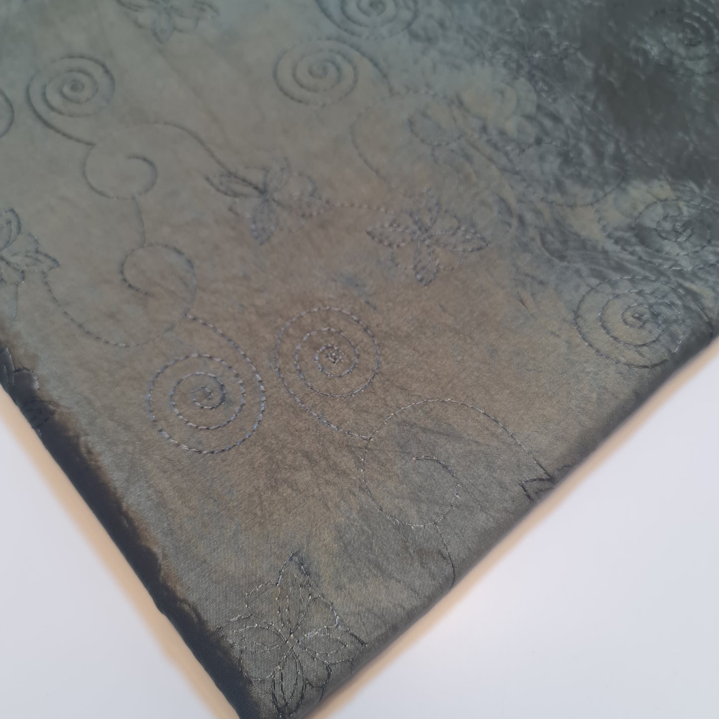 Olive Embroidery Faux Silk Taffeta Dress Craft Cushion Curtain Fabric 58" By The Meter