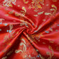 Traditioneller chinesischer bestickter Brokat, Poly-Seiden-Satin, orientalischer Drachendruck, Meterware (Gold)