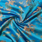 Turquoise Oriental Chinese Embroidery Brocade Fabric | Poly Silk Satin Jacquard | Traditional Costume & Craft Material | 36” Wide (Sold by the Meter)