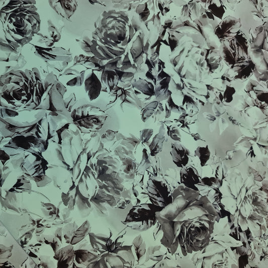 Mint Floral Crepe Material Dress Craft Drape Fabric 58" By Meter