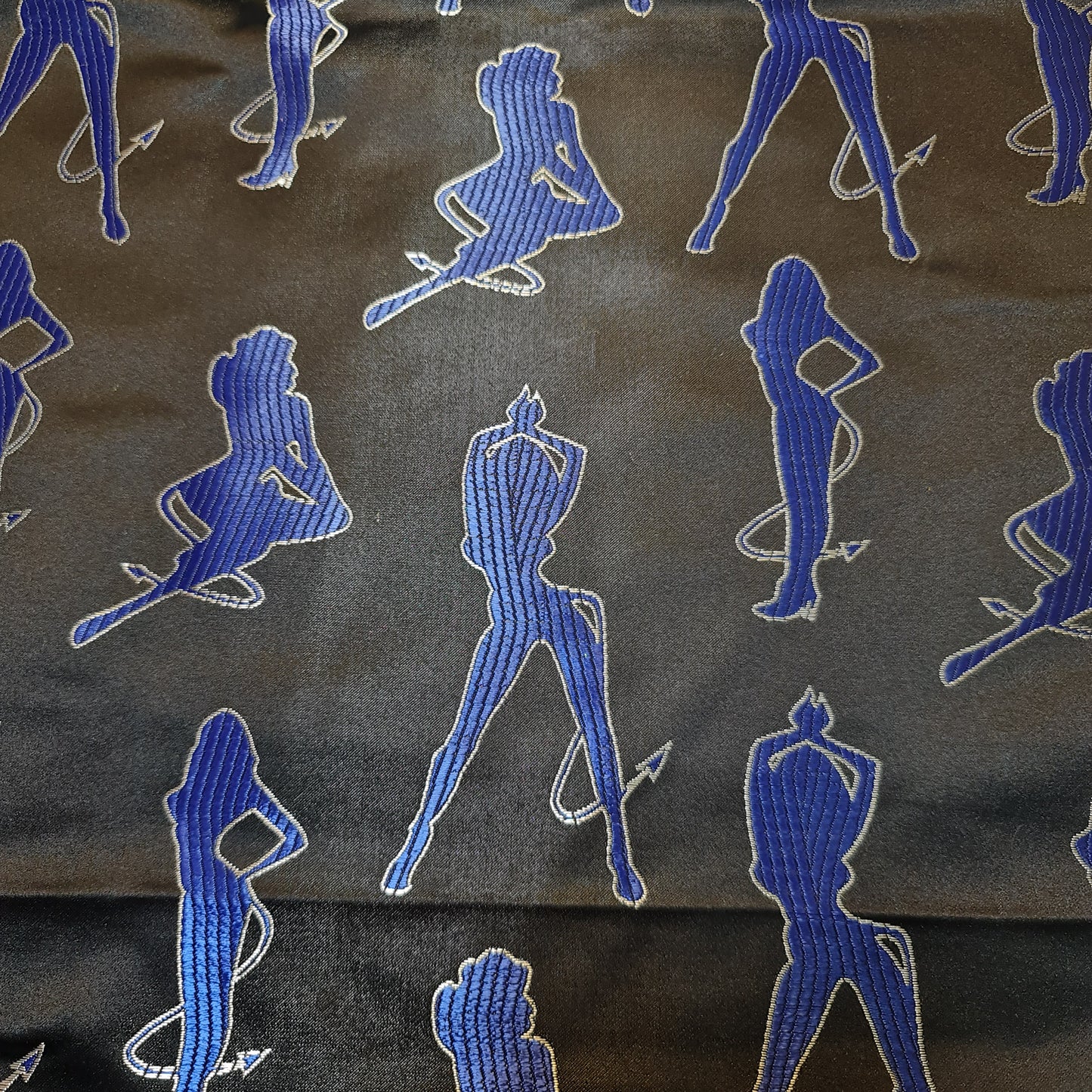 Black Club Dancers Satin Jacquard Material Dress Craft Costume Fabric 44" By The Meter