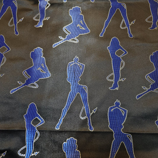 Black Club Dancers Satin Jacquard Material Dress Craft Costume Fabric 44" By The Meter