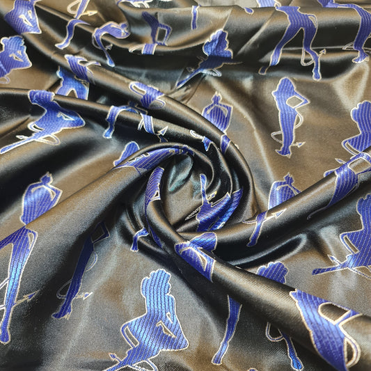 Black Club Dancers Satin Jacquard Material Dress Craft Costume Fabric 44" By The Meter