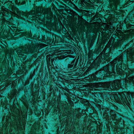 Bottle Green Premium Crushed Velvet Fabric Material Stretch Velour 58" / 150cm wide by the Meter