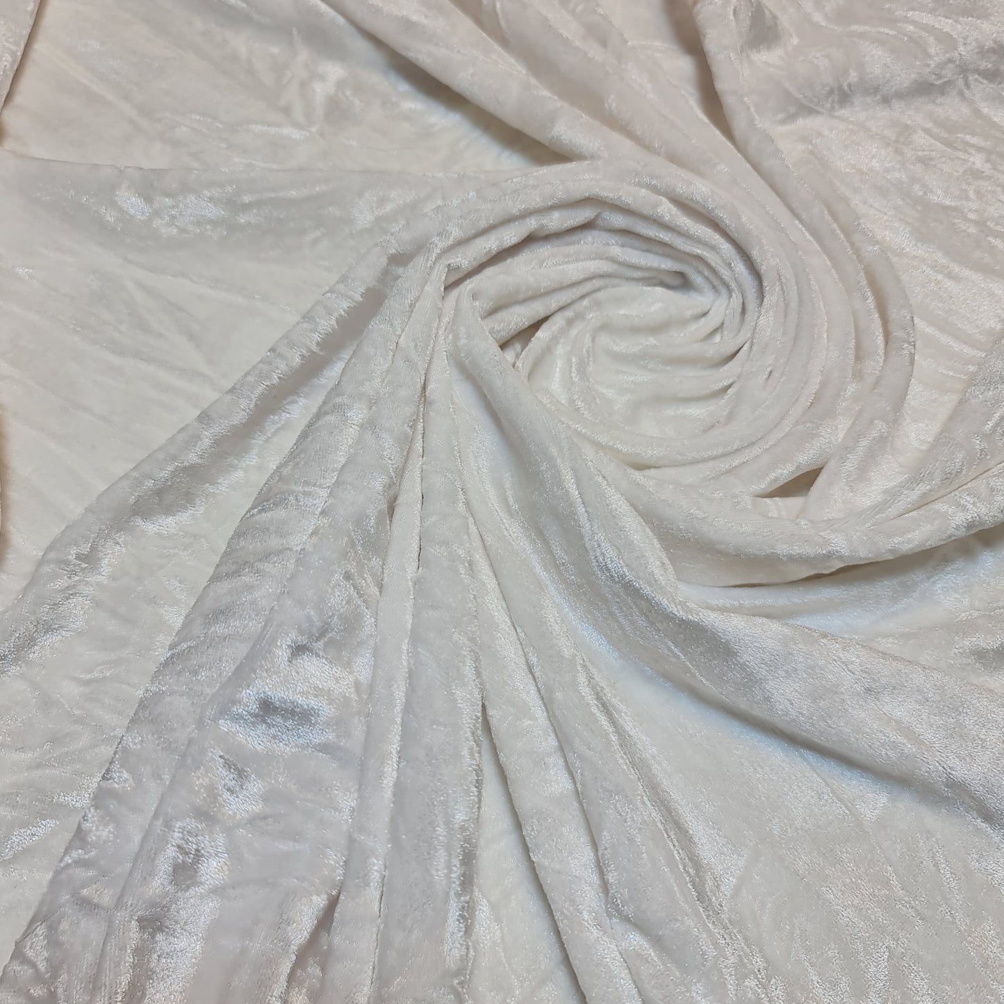 White Premium Crushed Velvet Fabric Material Stretch Velour 58" / 150cm wide by the Meter