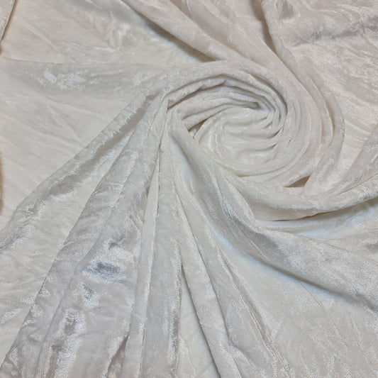 White Premium Crushed Velvet Fabric Material Stretch Velour 58" / 150cm wide by the Meter