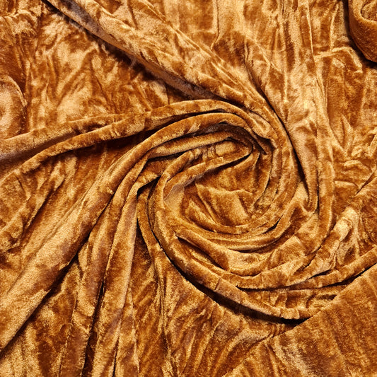 Goldfarbener Premium-Pannesamtstoff, Stretch-Velours, 150 cm breit, Meterware