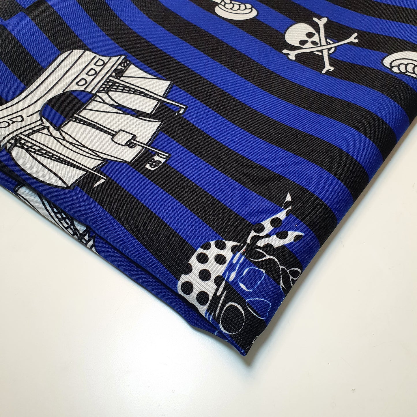 Blue Pirate Ship Polyester Material Quilting Dress Decor Costume Fabric 58" By The Meter