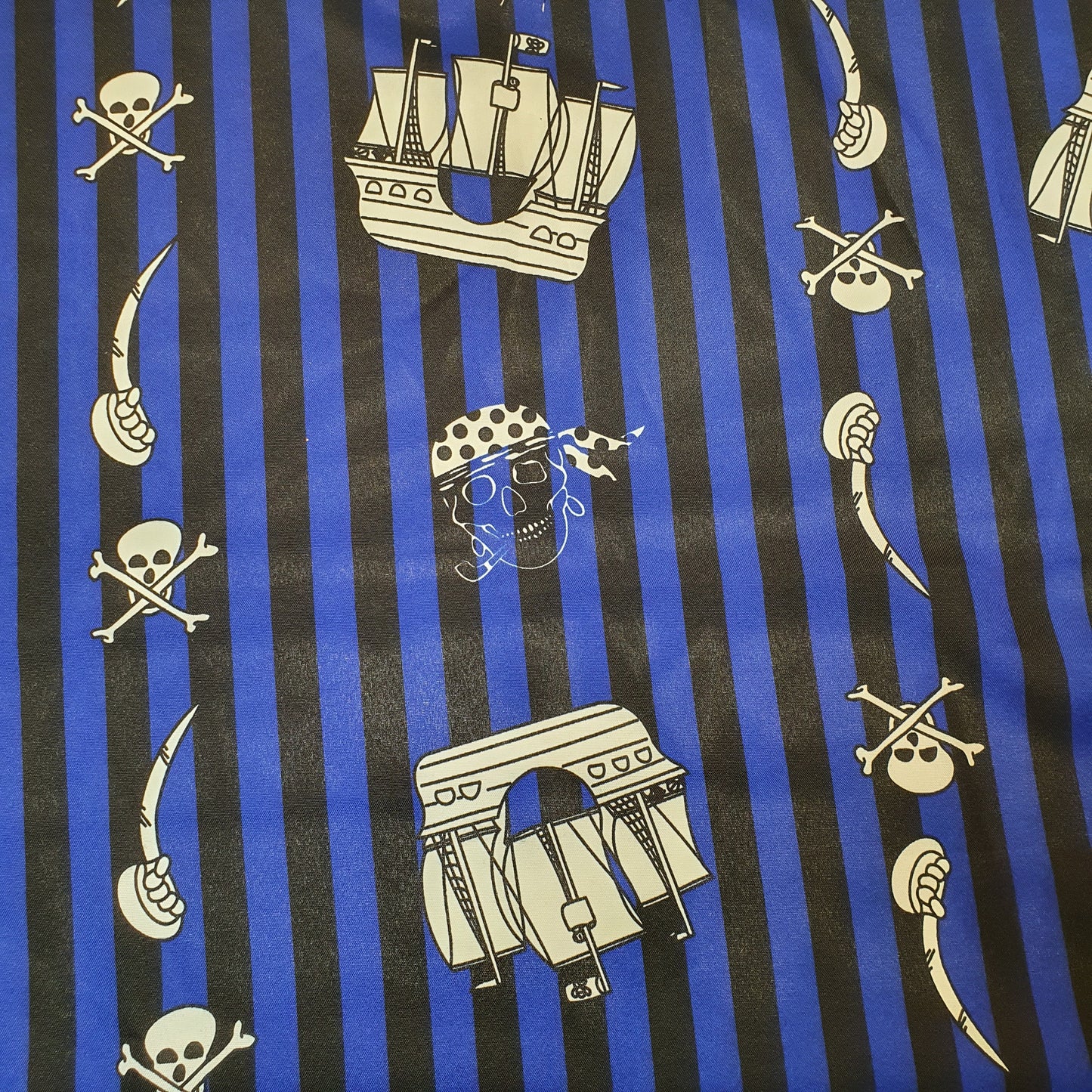 Blue Pirate Ship Polyester Material Quilting Dress Decor Costume Fabric 58" By The Meter