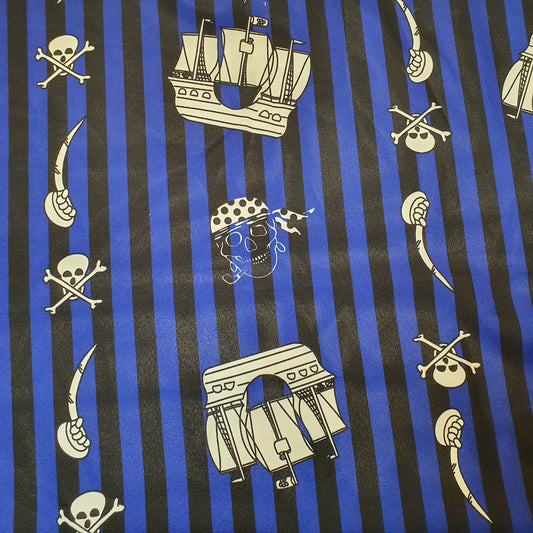 Blue Pirate Ship Polyester Material Quilting Dress Decor Costume Fabric 58" By The Meter
