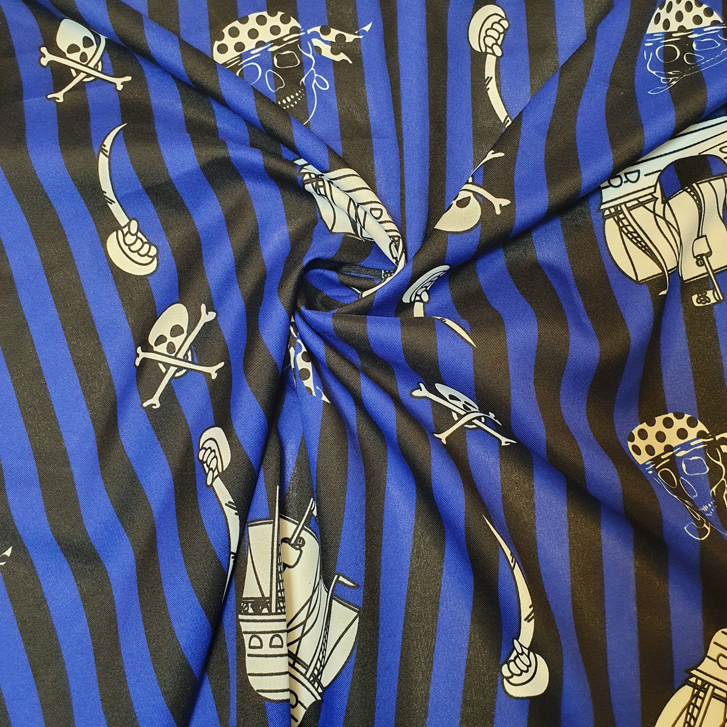 Blue Pirate Ship Polyester Material Quilting Dress Decor Costume Fabric 58" By The Meter