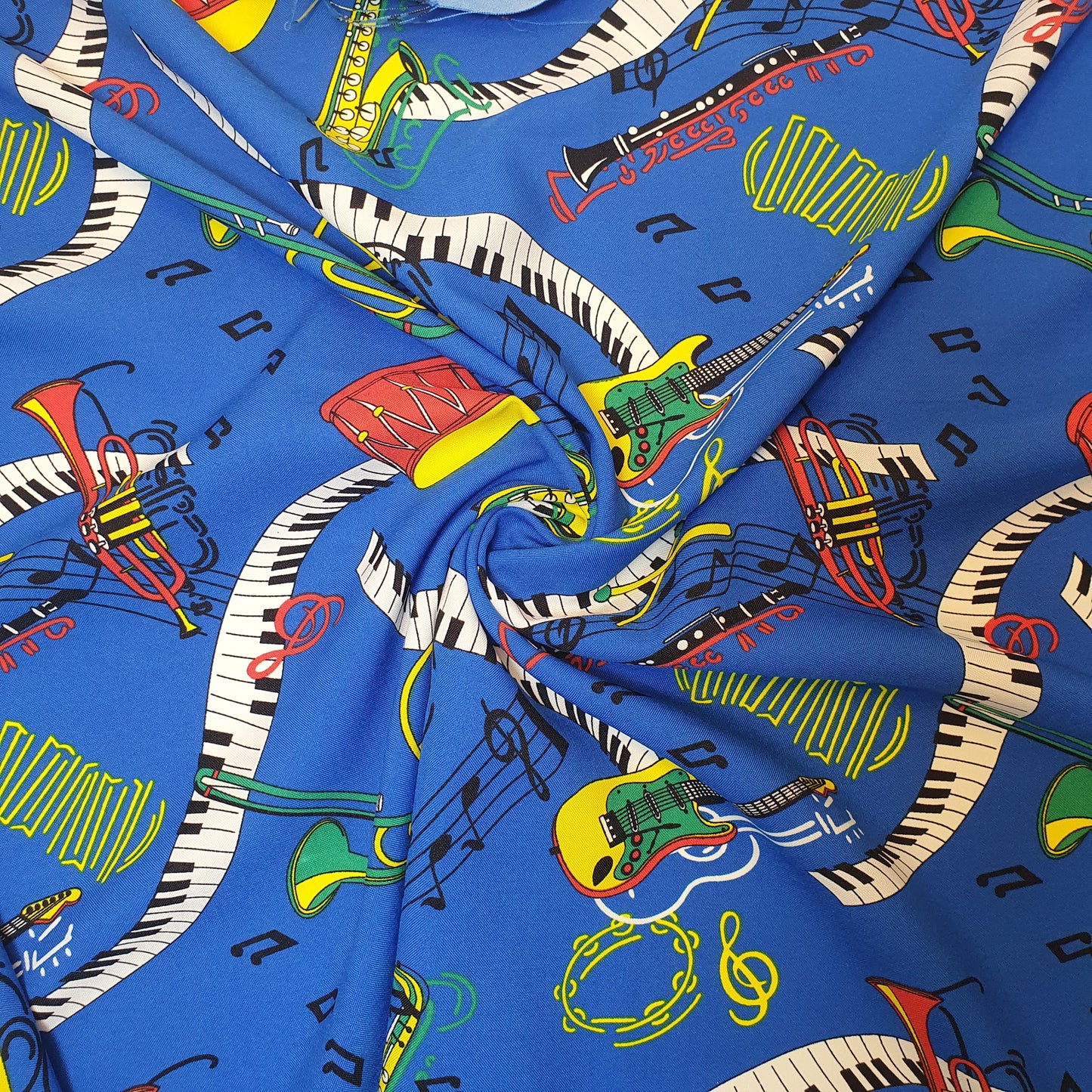 Blue Musical Print Polyester Material Quilting Dress Decor Costume Fabric 58" By The Meter