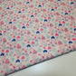 White Multi Heart Crepe Printed Fabric Sewing Craft Spot Quilting Dress Material 58" By the Meter