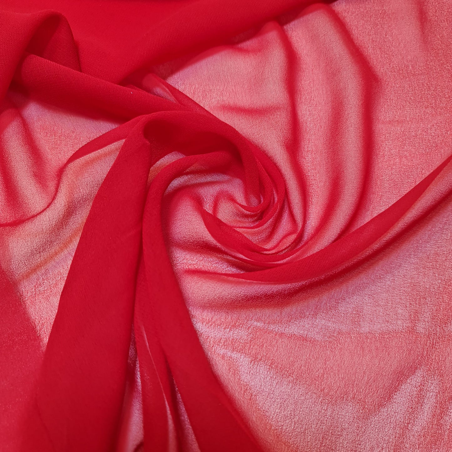 Red Chiffon Sheer Fabric Plain Soft Polyester Wedding Arch Dress Craft Material 44" (30 Meter Roll)
