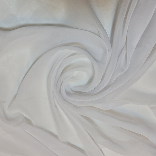 White Chiffon Sheer Fabric Plain Soft Polyester Wedding Arch Dress Craft Material 44" (30 Meter Roll)