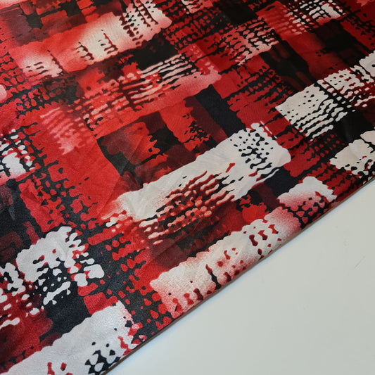 Red Black Geometric Satin Fabric Dress Craft Costume Material 58" By The Meter