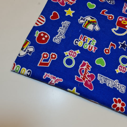 44" Bedruckter hochwertiger weicher Flanellstoff aus 100 % Baumwolle mit Ring-/Herz-/Geldbörsen-/Musik-Aufdruck