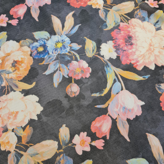 Black Floral Viscose Dead Stock Jersey Stretch Fabric Dress Craft Costume Material 58" By Meter (Copy)