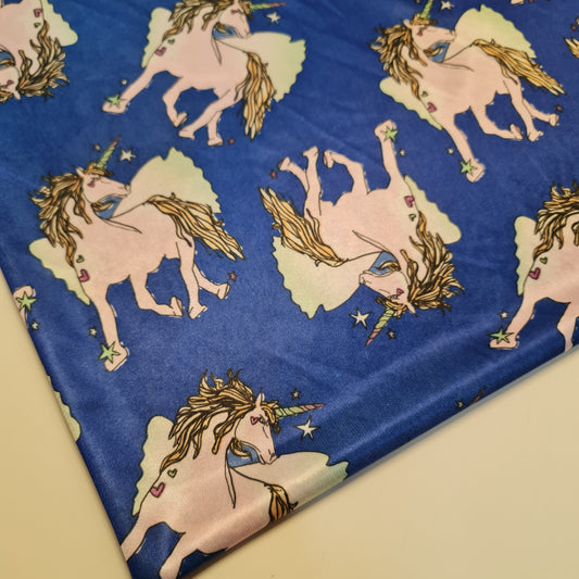 Unicorn Blue Viscose Dead Stock Jersey Stretch Fabric Dress Craft Costume Material 58" By Meter