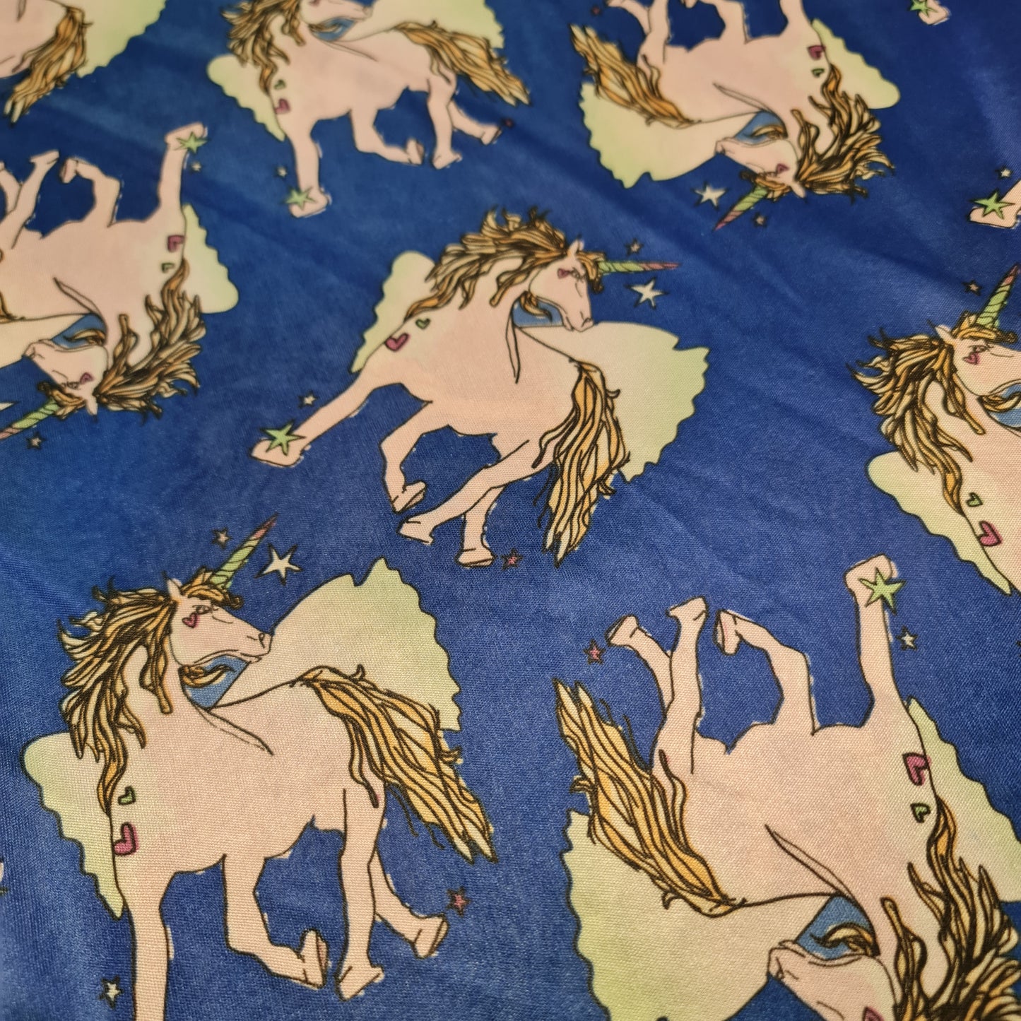 Unicorn Blue Viscose Dead Stock Jersey Stretch Fabric Dress Craft Costume Material 58" By Meter