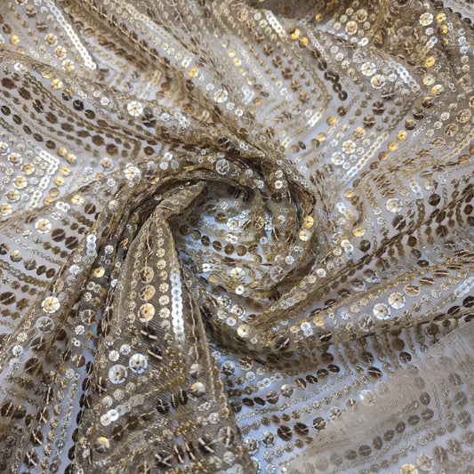 Sabyasachi Net Lehnga Kleiderstoff, Pailletten-Glitzerstoff, 111,8 cm, Designer-Kleiderstoff (Dunkelrot)