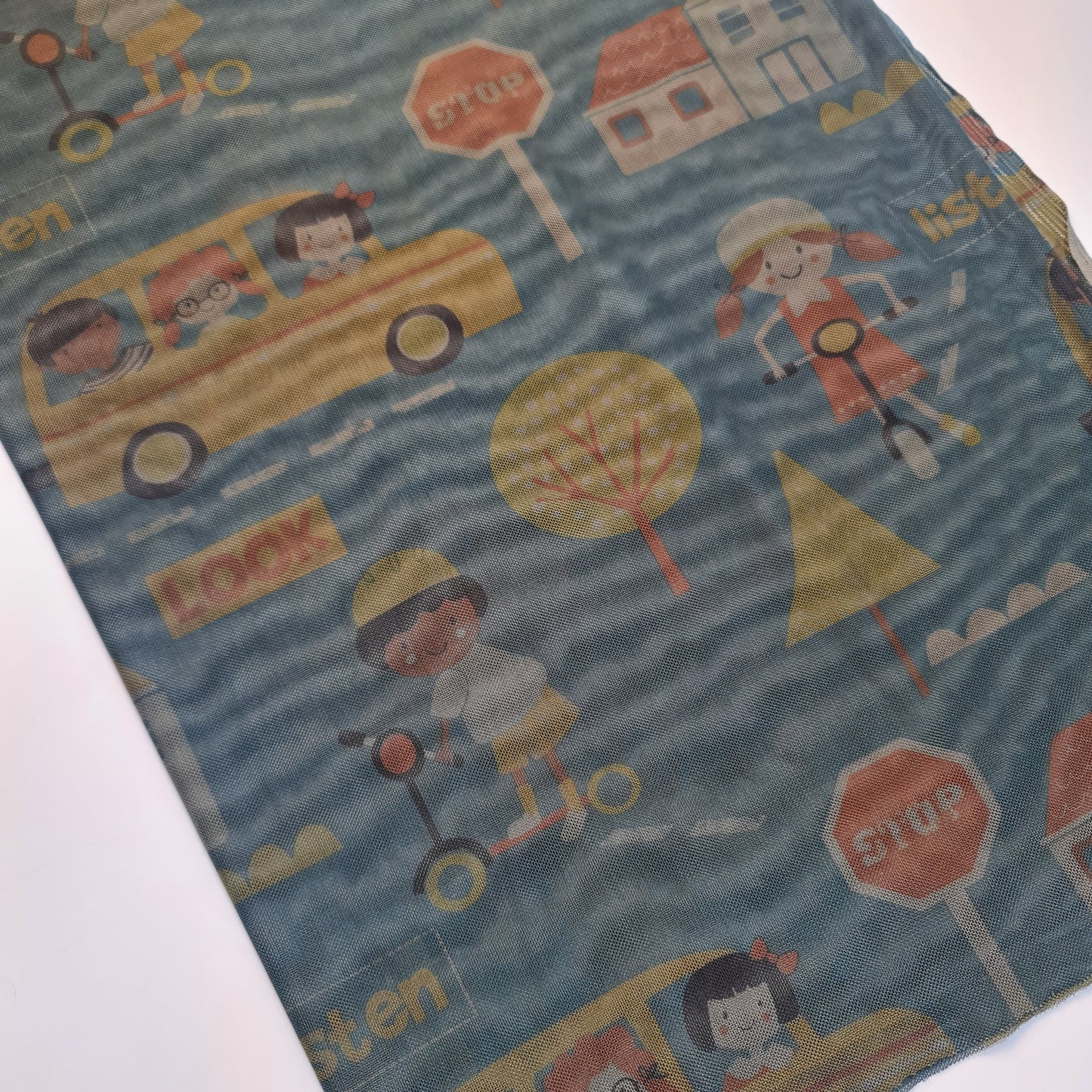 Kids Print 4-Way Power Net Fabric | Soft Stretch Mesh for Dresses, Crafts & Apparel Material 44"