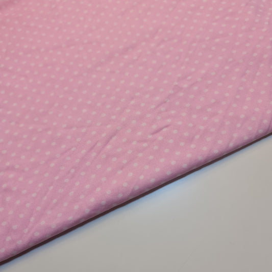 Pink Polka Dot 4-Way Power Net Fabric | Soft Stretch Mesh for Dresses & Lingerie Material 58"